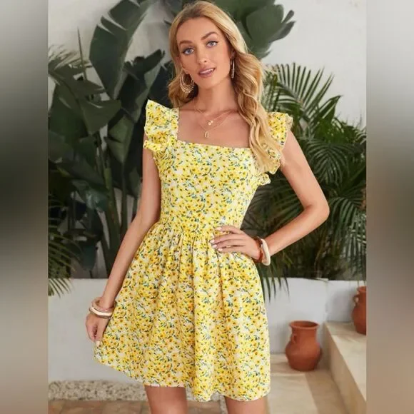 SHEIN Tied Open Back Ditsy Floral Dress - Picture 2 of 3